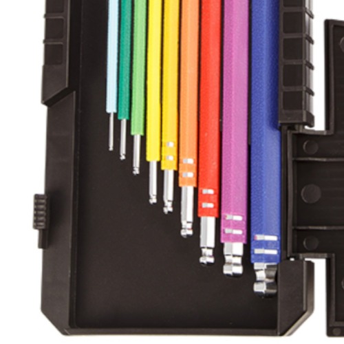 Jogo de chave allen abaulada longa 1,5 a 10 mm 9 pe�as colorida com estojo  - 08027