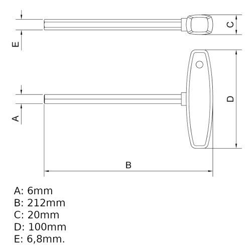 Chave allen cabo T 6 x 180 mm - 44360106