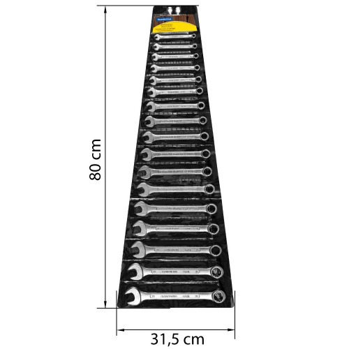 Jogo de chave combinada 6 a 22 mm em a�o especial com 17 pe�as