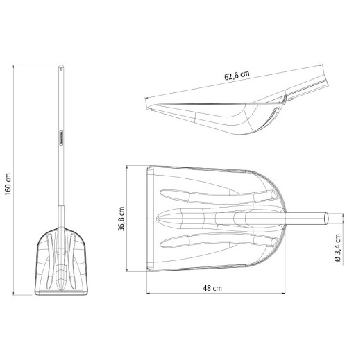 Pá em plástico com cabo de madeira 120 cm Pá em plástico com cabo de madeira 120 cm