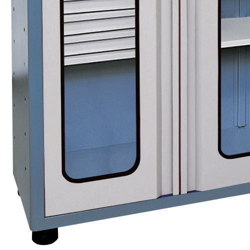 Arm�rio compacto com 2 prateleiras regul�veis e 3 gavetas porta de vidro