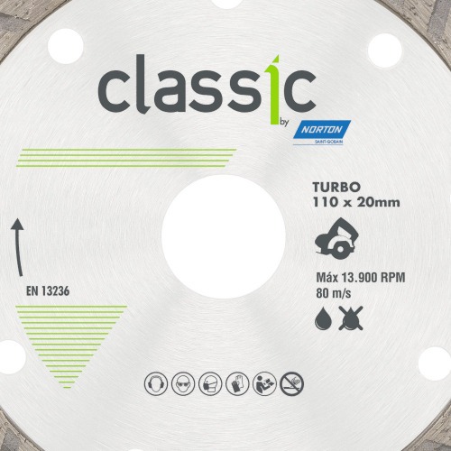 Disco diamantado turbo 110 x 20 mm para piso - Classic