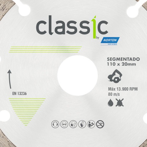 Disco diamantado segmentado 110 x 20 mm para concreto - Classic Disco diamantado segmentado 110 x 20 mm para concreto - Classic