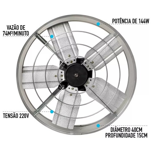 Exaustor axial 40 cm linha comercial - EX40 220V Exaustor axial 40 cm linha comercial - EX40 220V