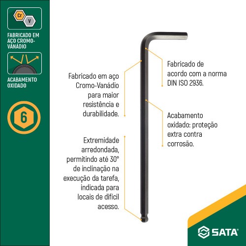 Chave allen hexagonal abaulada 8 mm - ST84709L