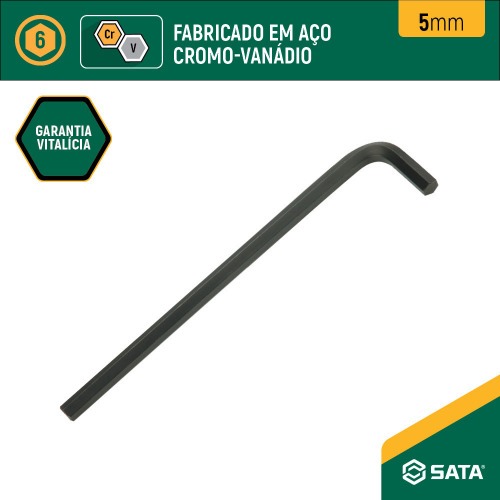 Chave allen hexagonal longa 5 mm a�o cromo van�dio - ST84503L