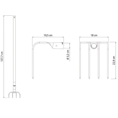 Forcado curvo de arame 4 dentes com cabo de madeira 120 cm Forcado curvo de arame 4 dentes com cabo de madeira 120 cm