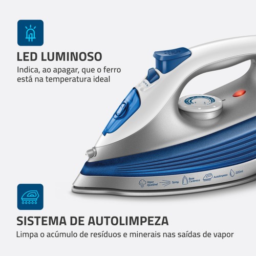 Ferro de passar a vapor 1200 watts - FVN-01-BL 220V Ferro de passar a vapor 1200 watts - FVN-01-BL 220V