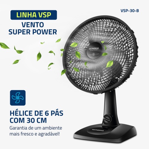 Ventilador de mesa 30 cm 6 p�s com 3 velocidades - VSP-30-B  220V