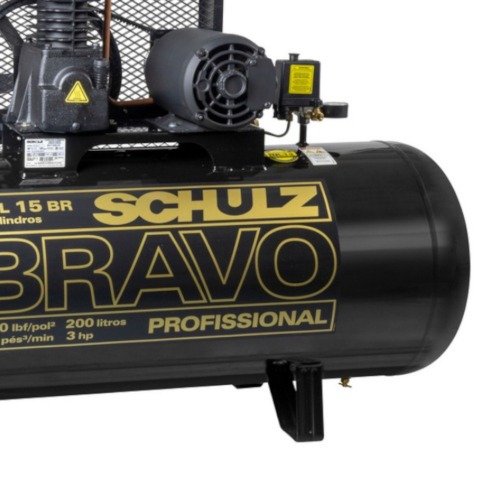Compressor de ar 15 p�s 200L 3 hp 140 libras trif�sico Bravo - CSL15BR/200 