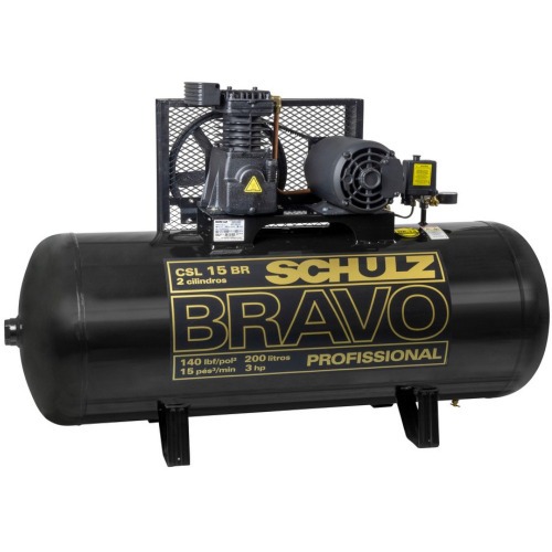 Compressor de ar 15 p�s 200L 3 hp 140 libras monof�sico Bravo - CSL15BR/200  220V