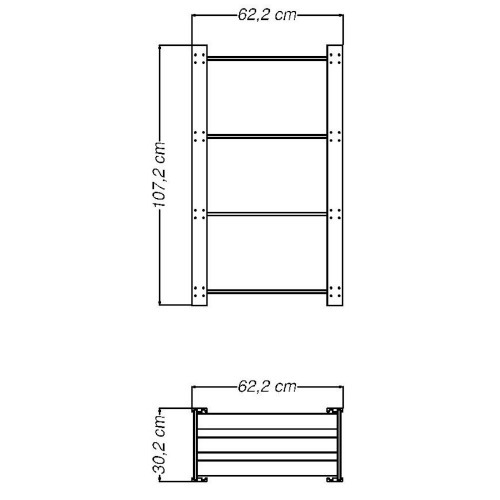 Estante em madeira pinus com 4 prateleiras 62,2 x 30,2 x 107,2 cm - Modulare Estante em madeira pinus com 4 prateleiras 62,2 x 30,2 x 107,2 cm - Modulare