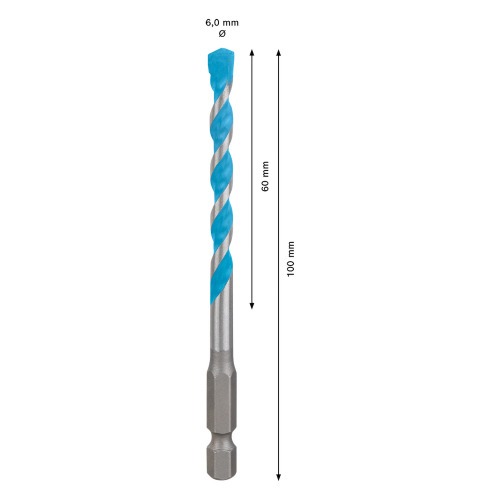 Broca multi material 6 x 60 x 100 mm HEX-9 Multi Construction