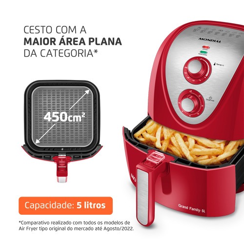 Fritadeira el�trica sem �leo Air Fryer 5L 1900W Grand Family Inox - AFN-50-RI  220V