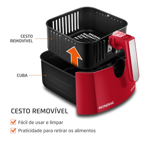Fritadeira el�trica sem �leo Air Fryer 5L 1900W Grand Family Inox - AFN-50-RI  220V