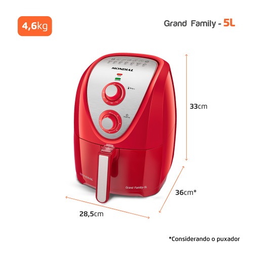 Fritadeira el�trica sem �leo Air Fryer 5L 1900W Grand Family Inox - AFN-50-RI  220V