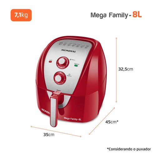 Fritadeira el�trica sem �leo Air Fryer 8L 1900W Mega Family - AFN-80-RI  220V