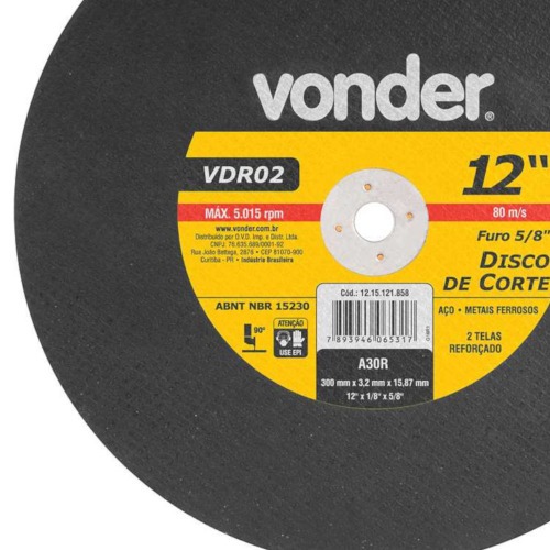 Disco de corte para metal 300 x 3,2 x 15,87 mm - VDR02 