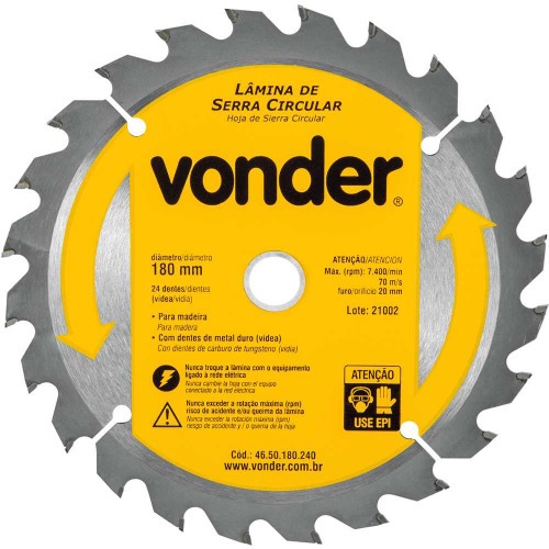 Disco de serra para madeira 180 x 20 x 24 dentes