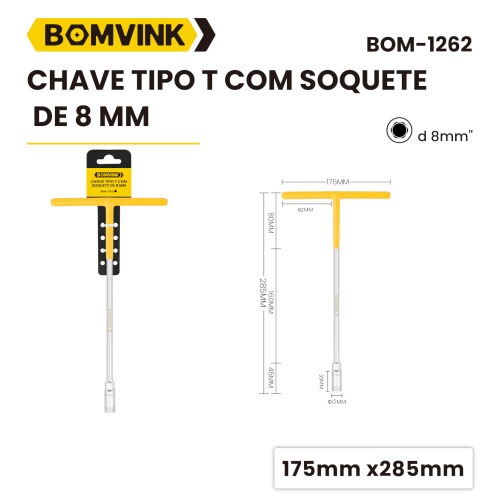 Chave canh�o 8 mm cabo tipo T - BOM-1262	