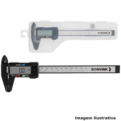Paqu�metro digital capacidade de 150 mm leitura de 0,01 mm - BOM-6502