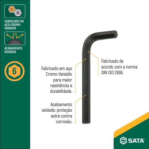 Chave allen hexagonal curta 17 mm a�o cromo van�dio - ST84502L