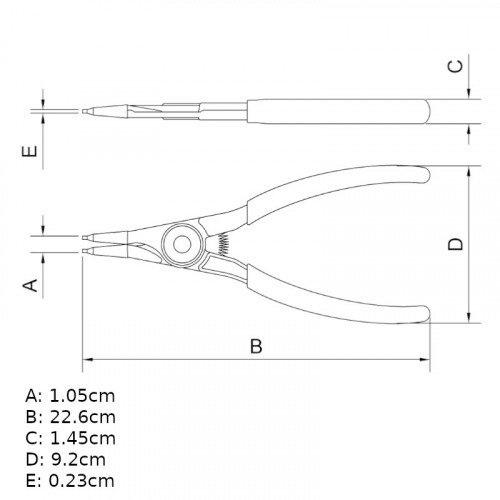 Alicate bico reto para an�is internos 9