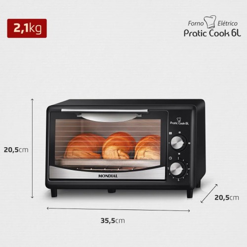 Forno el�trico 650 watts 6 Litros Pratic Cook - FR-09  110V
