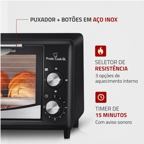 Forno el�trico 650 watts 6 Litros Pratic Cook - FR-09  110V