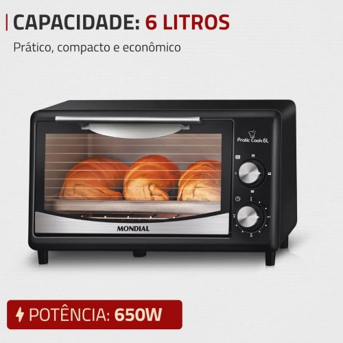 Forno el�trico 650 watts 6 Litros Pratic Cook - FR-09  110V