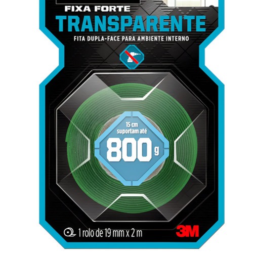 Fita dupla face 19 mm x 2 metros transparente 