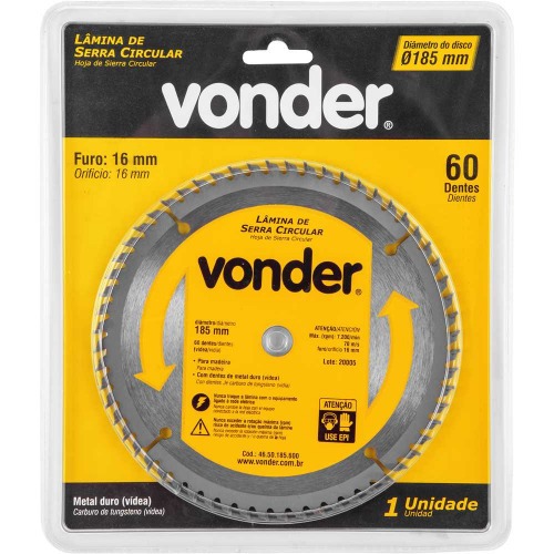 Disco de serra para madeira 185 x 16 mm 60 dentes