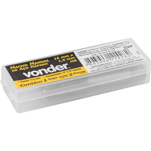 Jogo de macho manual a�o r�pido 16 x 1,50 mm MB com 2 pe�as