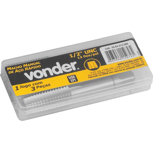 Jogo de macho manual aço rápido 1/2 Jogo de macho manual aço rápido 1/2