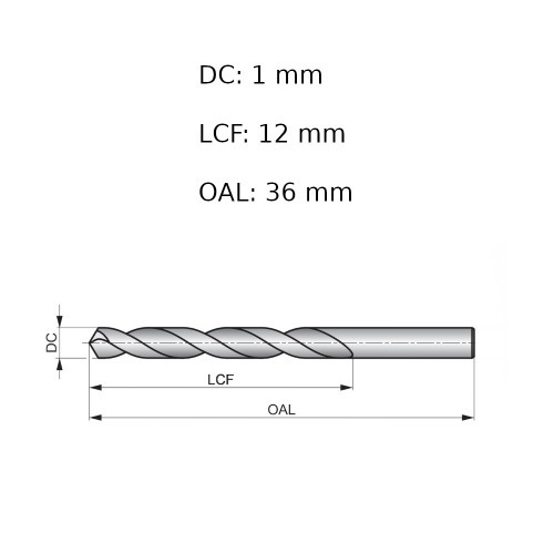 Broca de a�o r�pido para metal 1,0 mm DIN 338 - A1141.0B