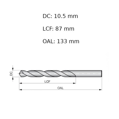 Broca de a�o r�pido para metal 10,5 mm DIN 338 - A11410.5B