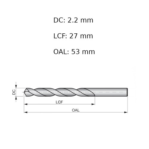 Broca de a�o r�pido para metal 2,2 mm DIN 338 - A1142.2B