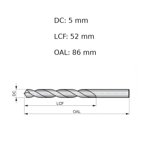 Broca de a�o r�pido para metal 5,0 mm DIN 338 - A1145.0B