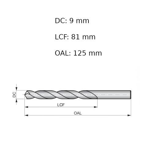Broca de a�o r�pido para metal 9,0 mm DIN 338 - A1149.0B