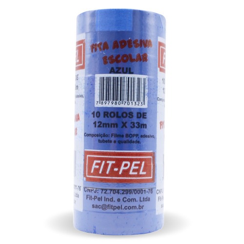 Fita adesiva 12 mm x 33 m com 10 pe�as azul - 10100516