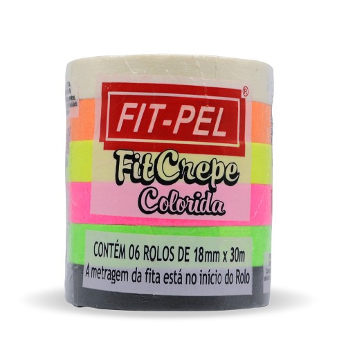 Fita crepe adesiva Neon 18 mm x 30 metros com 6 pe�as  - 10401705