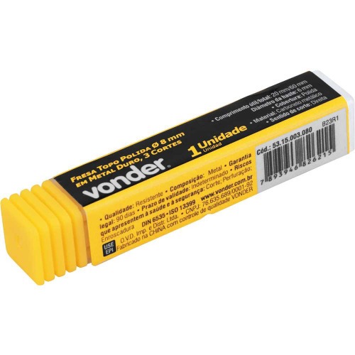 Fresa top 8,0 mm em metal duro com 3 cortes