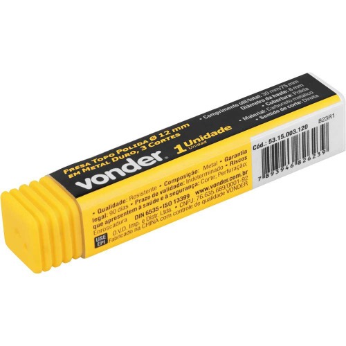 Fresa topo 12,0 mm em metal com 3 cortes