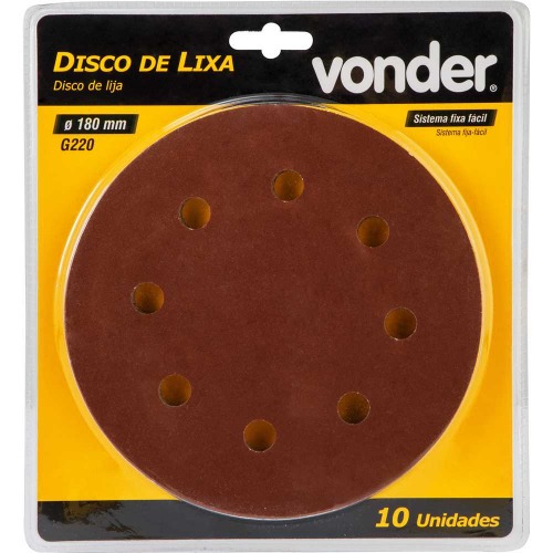 Disco de lixa com costado em pluma 180 mm gr�o 220 com 10 pe�as