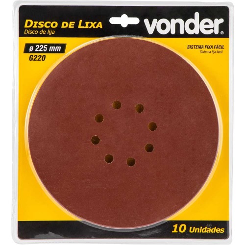 Disco de lixa com costado em pluma 225 mm gr�o 220 com 10 pe�as
