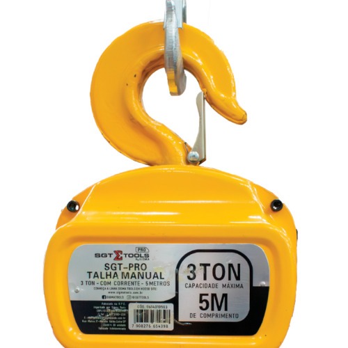 Talha manual 3 toneladas com corrente de 5 metros - SGT-PRO