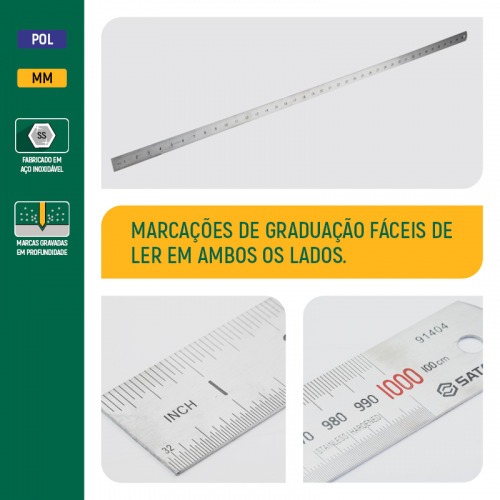 Escala m�trica em a�o inoxid�vel 500 mm - ST91402