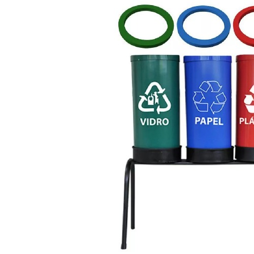 Kit com 4 lixeiras de 23 L para coleta seletiva com aro para fixa��o de sacos