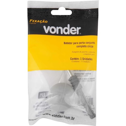 Batedor de porta 8 mm cinza com bucha e parafuso