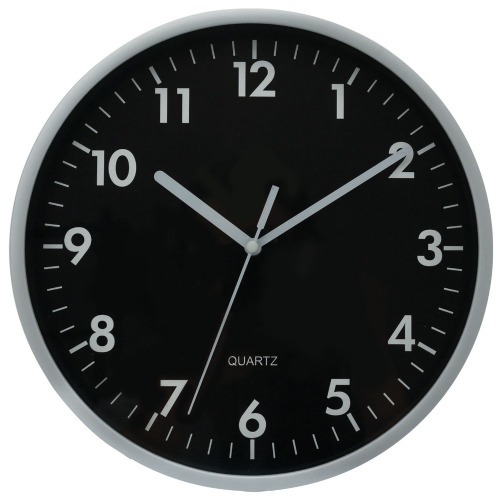 Rel�gio de parede 25 cm de vidro com borda prata - YR10PA